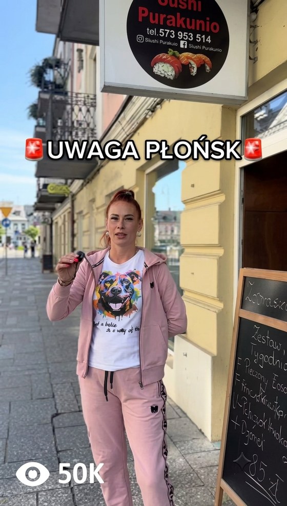 Kadr z rolki nakr&eacute;conej w Płońsku dla Sushi Purakunio &mdash; 50 tys. wyświetleń